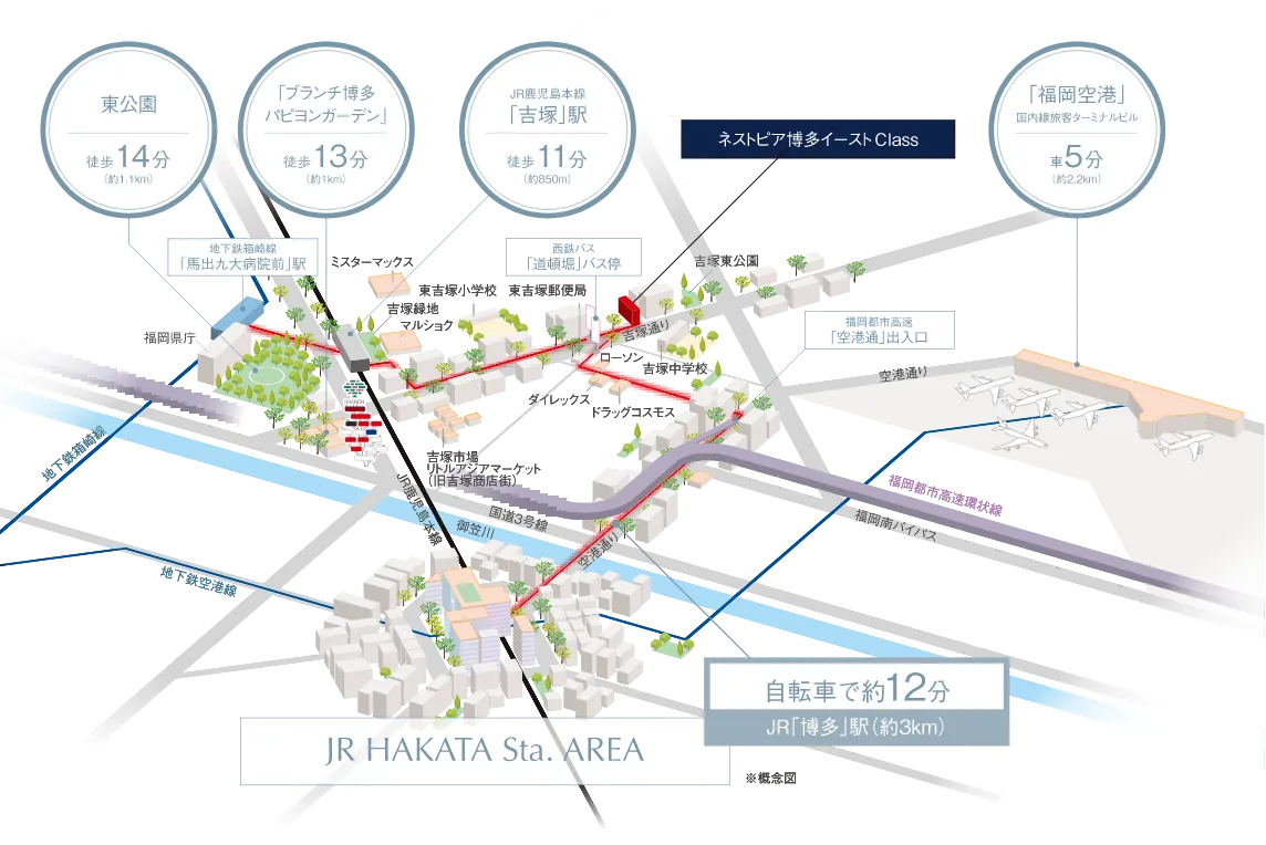 ネストピア博多イーストCLASS エリアマップ