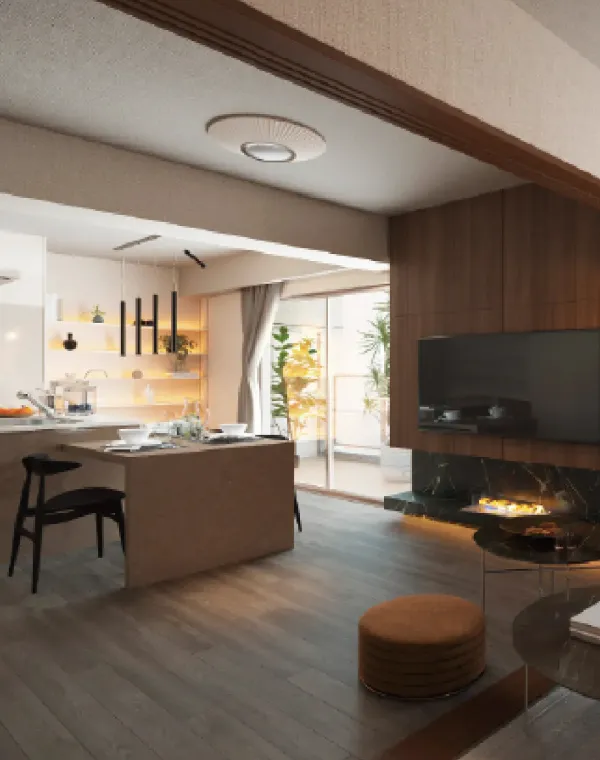 クリアな輝きがひときわ美しい、水平と垂直のラインを強調したグリッドデザイン。